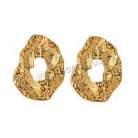 Stainless Steel Stud Earrings 304 Stainless Steel plated fashion jewelry golden Sold By Pair