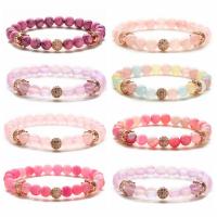 Gemstone Bracelets, Brass, with Gemstone, plated, fashion jewelry & different materials for choice & micro pave cubic zirconia, more colors for choice, nickel, lead & cadmium free, Length:Approx 7 Inch, Sold By PC