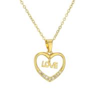 Cubic Zircon Micro Pave Brass Necklace, with 5cm extender chain, Heart, plated, fashion jewelry & different designs for choice & micro pave cubic zirconia, more colors for choice, nickel, lead & cadmium free, Length:45 cm, Sold By PC
