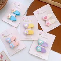 Hair Snap Clips Zinc Alloy with Resin handmade 2 pieces & Girl nickel lead & cadmium free Sold By Set