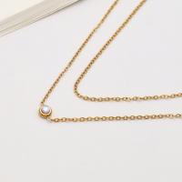 Stainless Steel Jewelry Necklace 304 Stainless Steel with Cats Eye plated Double Layer & fashion jewelry & for woman gold nickel lead & cadmium free Sold By PC