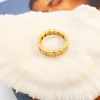 Zirkonia Edelstahl-Finger- Ring, 304 Edelstahl, mit kubischer Zirkonia, Modeschmuck & für Frau, Goldfarbe, frei von Nickel, Blei & Kadmium, 5x2.5mm, verkauft von PC
