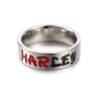 Rozsdamentes acél Finger Ring, 304 rozsdamentes acél, csiszolt, egynemű & különböző méretű a választás & különböző stílusokat a választás & zománc, ezüst, Által értékesített PC