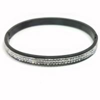 Bracelete de aço inoxidável, Aço inoxidável 304, banhado, unissex & micro pavimento em imitação de diamante, preto, vendido por PC