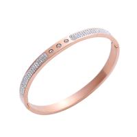 Stainless Steel Bangle, 304 Stainless Steel, Vacuum Ion Plating, micro pave rhinestone & for woman, more colors for choice, Sold By PC