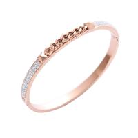 Stainless Steel Bangle 304 Stainless Steel Vacuum Ion Plating micro pave rhinestone & for woman Sold By PC