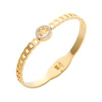 Stainless Steel Bangle 304 Stainless Steel Vacuum Ion Plating micro pave rhinestone & for woman gold Sold By PC