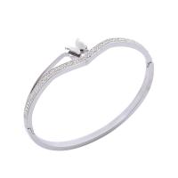 Stainless Steel Bangle, 304 Stainless Steel, Butterfly, Vacuum Ion Plating, micro pave rhinestone & for woman, more colors for choice, Sold By PC