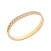 Stainless Steel Bangle 304 Stainless Steel Vacuum Ion Plating micro pave rhinestone & for woman golden Inner Approx 60mm Sold By PC