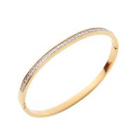 Stainless Steel Bangle, 304 Stainless Steel, Vacuum Ion Plating, micro pave cubic zirconia & for woman, more colors for choice, Sold By PC