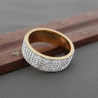 Rustfrit stål fingre Ringe, 316L Stainless Steel, mode smykker & med rhinestone, flere farver til valg, nikkel, bly & cadmium fri, 8mm, Solgt af PC