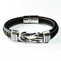Titanium stål armbånd, med Læder, mode smykker & forskellige stilarter for valg & for mennesket, nikkel, bly & cadmium fri, Solgt af PC