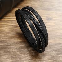 PU Leather Cord Bracelets with Zinc Alloy fashion jewelry nickel lead & cadmium free Sold By PC