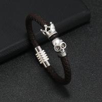 Leather Cord Bracelet with Zinc Alloy fashion jewelry & for man nickel lead & cadmium free 21cm Sold By PC