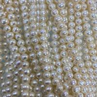 Naturales agua dulce perlas sueltas, Perlas cultivadas de agua dulce, Bricolaje, Blanco, 6mm, Vendido para aproximado 37 cm Sarta