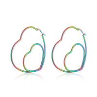 Stainless Steel Lever Back Earring, 304 Stainless Steel, Heart, fashion jewelry & for woman & hollow, multi-colored, 56x52mm, Sold By Pair