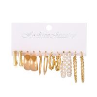 Zinklegierung Ohrringe, mit Kunststoff Perlen, plattiert, 6 Stück & Modeschmuck & für Frau, keine, frei von Nickel, Blei & Kadmium, verkauft von setzen