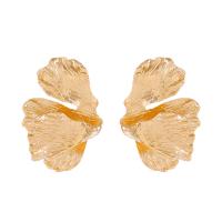 Tibetan Style Stud Earring, Leaf, gold color plated, fashion jewelry & for woman, nickel, lead & cadmium free, 55x37mm, Sold By Pair