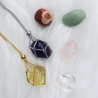 Natural Gemstone Necklace, Brass, with Natural Stone, with 5cm extender chain, handmade, fashion jewelry & Unisex, more colors for choice, nickel, lead & cadmium free, 3-3.5cm,5cm, Length:Approx 60 cm, Sold By PC