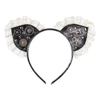 Hair Bands, Non-woven Fabrics, with Lace & Plastic & Tibetan Style, handmade, Halloween Design & for woman, black, 220x150mm, Sold By PC