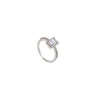 Cubic Zircon Brass δάχτυλο του δακτυλίου, Ορείχαλκος, επιπλατινωμένα, κοσμήματα μόδας & για τη γυναίκα & με ζιργκόν, ασήμι, 17mm, Sold Με PC