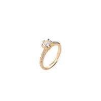 Cubic Zirconia Micro Pave Brass Ring, real gold plated, fashion jewelry & micro pave cubic zirconia & for woman, golden, 17mm, Sold By PC