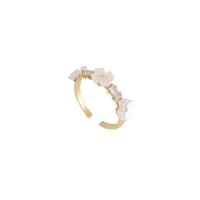 Cubic Zircon Brass δάχτυλο του δακτυλίου, Ορείχαλκος, επίχρυσο, κοσμήματα μόδας & για τη γυναίκα & με ζιργκόν, χρυσαφένιος, 17mm, Sold Με PC