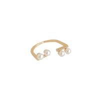 Kubieke Circonia Micro Pave Brass Ring, Messing, met Plastic Pearl, echt goud verguld, mode sieraden & micro pave zirconia & voor vrouw, gouden, Verkocht door PC