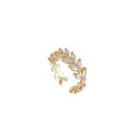 Cubique anneau en laiton Circonia Micro Pave, Plaqué d'or, bijoux de mode & pavé de micro zircon & pour femme, doré, 17mm, Vendu par PC