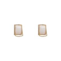 Boucles d'oreilles en laiton zircon cubique pavent, avec Acrylique, Plaqué d'or, bijoux de mode & pavé de micro zircon & pour femme, doré, 19x15mm, Vendu par paire