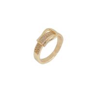 Cúbicos Circonia Micro Pave anillo de latón, metal, chapado en oro real, Joyería & micro arcilla de zirconia cúbica & para mujer, dorado, 18mm, Vendido por UD