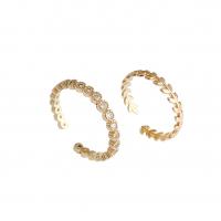Sko Circonia Pierścień mosiężny Micro Pave, Mosiądz, Platerowane prawdziwym złotem, 2 sztuki & biżuteria moda & mikro utorować cyrkonia & dla kobiety, złoty, 17mm, sprzedane przez Ustaw
