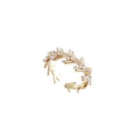 Sko Circonia Pierścień mosiężny Micro Pave, Mosiądz, ze Perła plastikowa, Platerowane prawdziwym złotem, biżuteria moda & mikro utorować cyrkonia & dla kobiety, złoty, 17mm, sprzedane przez PC