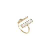 Cubique anneau en laiton Circonia Micro Pave, Plaqué d'or, bijoux de mode & pavé de micro zircon & pour femme & émail, doré, 17mm, Vendu par PC