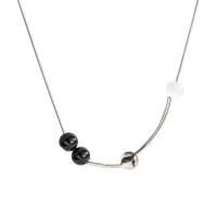 Titanium Steel Necklace, with Gemstone, with 10.2cm extender chain, plated, fashion jewelry & for woman, silver color, Length:33.6 cm, Sold By PC