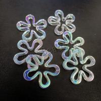 Acrylic Frame Bead, Flower, UV plating, DIY & hollow, more colors for choice, 45mm, Approx 100PCs/Bag, Sold By Bag
