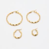 Titanium Steel  Earring, Donut, Vacuum Ion Plating, fashion jewelry & different size for choice & for woman, golden, nickel, lead & cadmium free, Sold By Pair