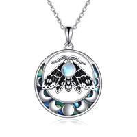 Zinc Alloy Jewelry Necklace with Abalone Shell & Sea Opal with 5cm extender chain Round antique silver color plated vintage & fashion jewelry & for woman & hollow mixed colors nickel lead & cadmium free Length Approx 45 cm Sold By PC
