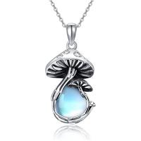 Zinc Alloy Jewelry Necklace with Sea Opal with 5cm extender chain mushroom antique silver color plated vintage & fashion jewelry & for woman & with rhinestone light blue nickel lead & cadmium free Length Approx 45 cm Sold By PC