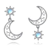 Asymmetric Earrings Zinc Alloy with Sea Opal silver color plated fashion jewelry & for woman light blue nickel lead & cadmium free Sold By Pair