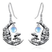 Zinc Alloy Drop Earrings with Sea Opal Moon antique silver color plated vintage & fashion jewelry & for woman light blue nickel lead & cadmium free Sold By Pair