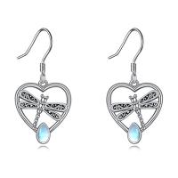Zinc Alloy Drop Earrings with Sea Opal Heart silver color plated fashion jewelry & for woman & hollow light blue nickel lead & cadmium free Sold By Pair