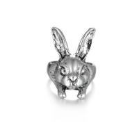 Zinc Alloy Finger Ring Rabbit antique silver color plated vintage & Adjustable & fashion jewelry & Unisex nickel lead & cadmium free Inner Approx 18mm Sold By PC
