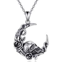 Zinc Alloy Jewelry Necklace with 5cm extender chain Moon antique silver color plated vintage & fashion jewelry & for woman nickel lead & cadmium free Length Approx 45 cm Sold By PC