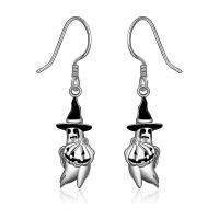 Tibetan Style Drop Earrings, Ghost, antique silver color plated, vintage & fashion jewelry & for woman, black, nickel, lead & cadmium free, 20mm, Sold By Pair