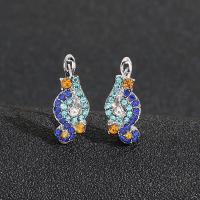 Zinc Alloy Drop Earrings with Moissanite silver color plated fashion jewelry & for woman mixed colors nickel lead & cadmium free Sold By Pair