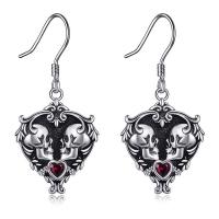 Zinc Alloy Drop Earrings with Cubic Zirconia antique silver color plated vintage & fashion jewelry & for woman red nickel lead & cadmium free Sold By Pair