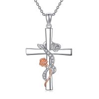 Zinc Alloy Jewelry Necklace with 5cm extender chain Cross plated vintage & fashion jewelry & for woman & with rhinestone mixed colors nickel lead & cadmium free Length Approx 45 cm Sold By PC