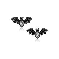Tibetan Style Stud Earring, Bat, plated, vintage & fashion jewelry & for woman & with rhinestone, black, nickel, lead & cadmium free, Sold By Pair