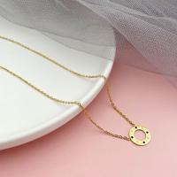 Stainless Steel Jewelry Necklace, 304 Stainless Steel, with 6cm extender chain, Donut, Vacuum Ion Plating, vintage & fashion jewelry & for woman & hollow, golden, nickel, lead & cadmium free, Length:Approx 42 cm, Sold By PC